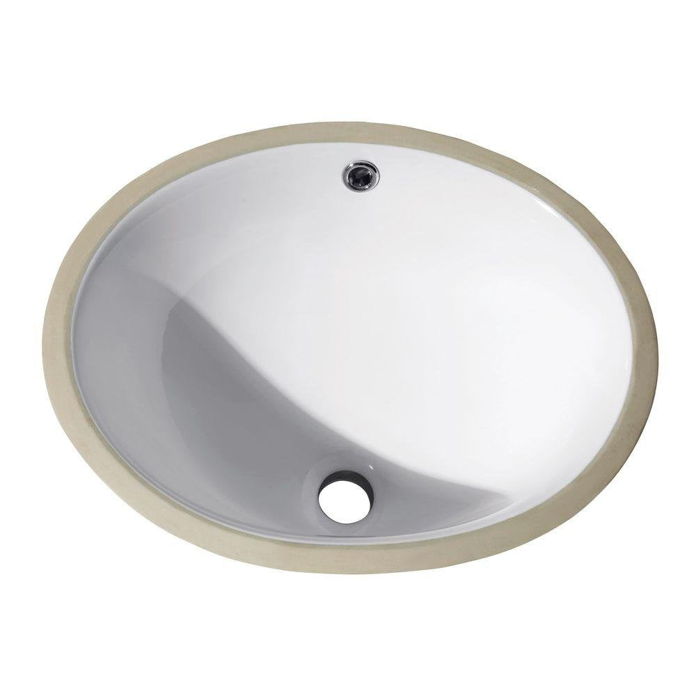 Undermount 18 in. Oval Vitreous China ceramic sink in White