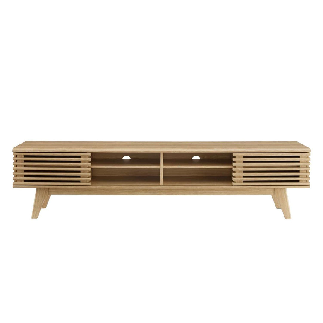 Modway Render Mid-Century Modern Low Profile 70 Inch Media Console TV Stand in Oak