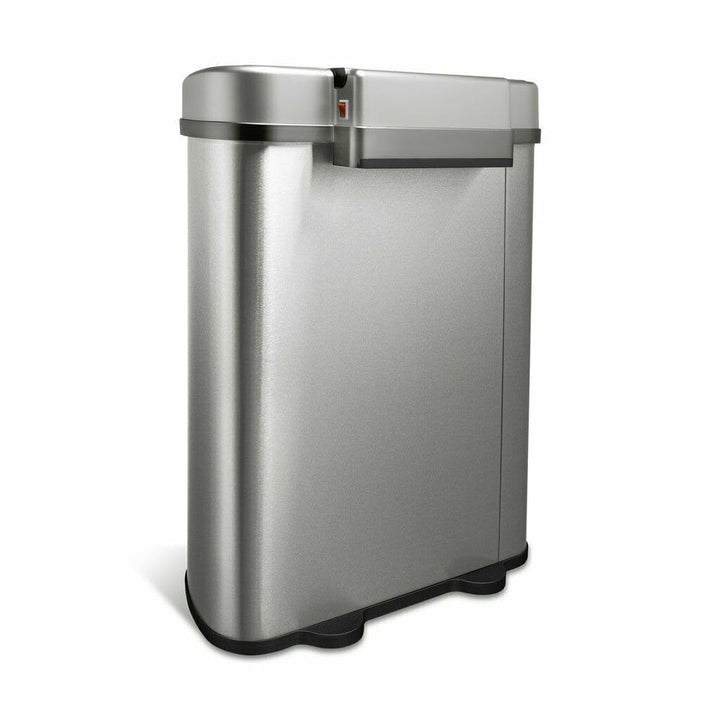 Motion Sensor 18-gal Stainless Steel Dual Unit Trash Can Multi Color Silver