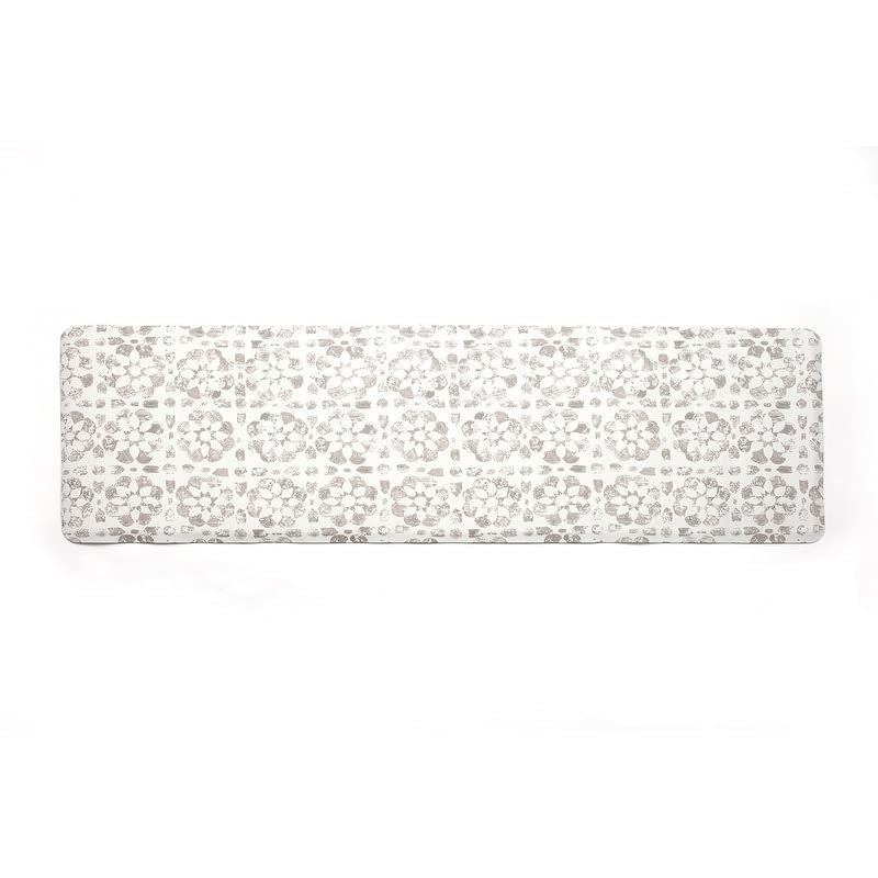 Anti-Fatigue Comfort Long Mat 20in X 60in Taupe Floral Botanical Bohemian