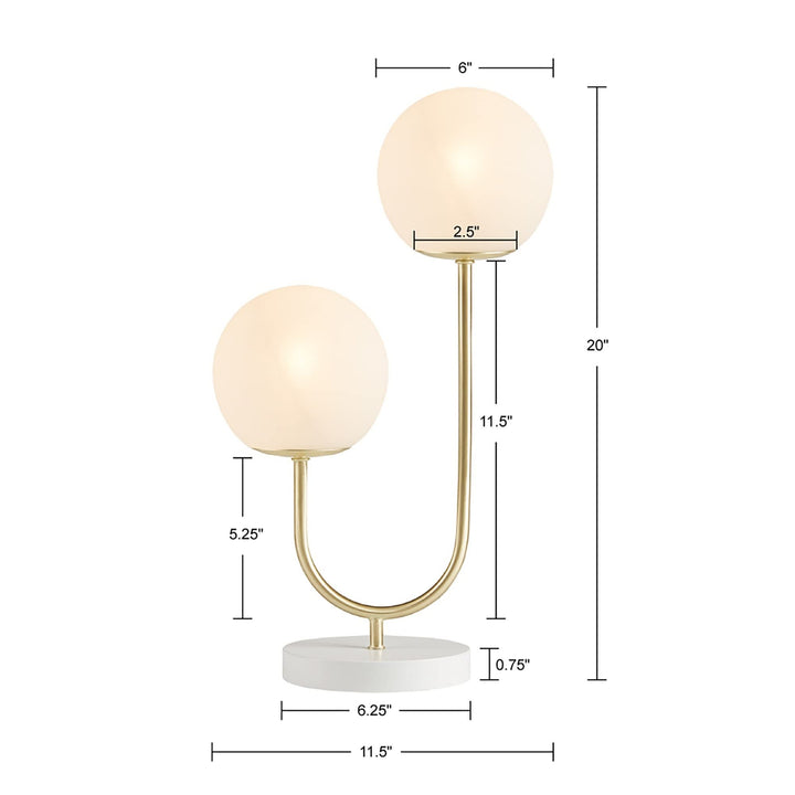 Design Metal 2-Light Globe Table Lamp Gold White Modern Contemporary