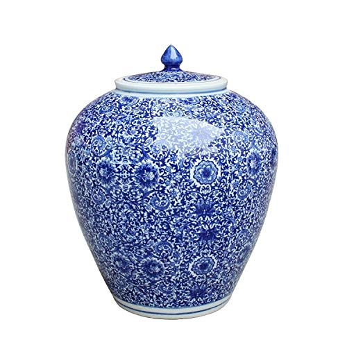 Handmade Cluster Flower Small Ginger Jar Blue Porcelain Handcrafted Outdoor Use