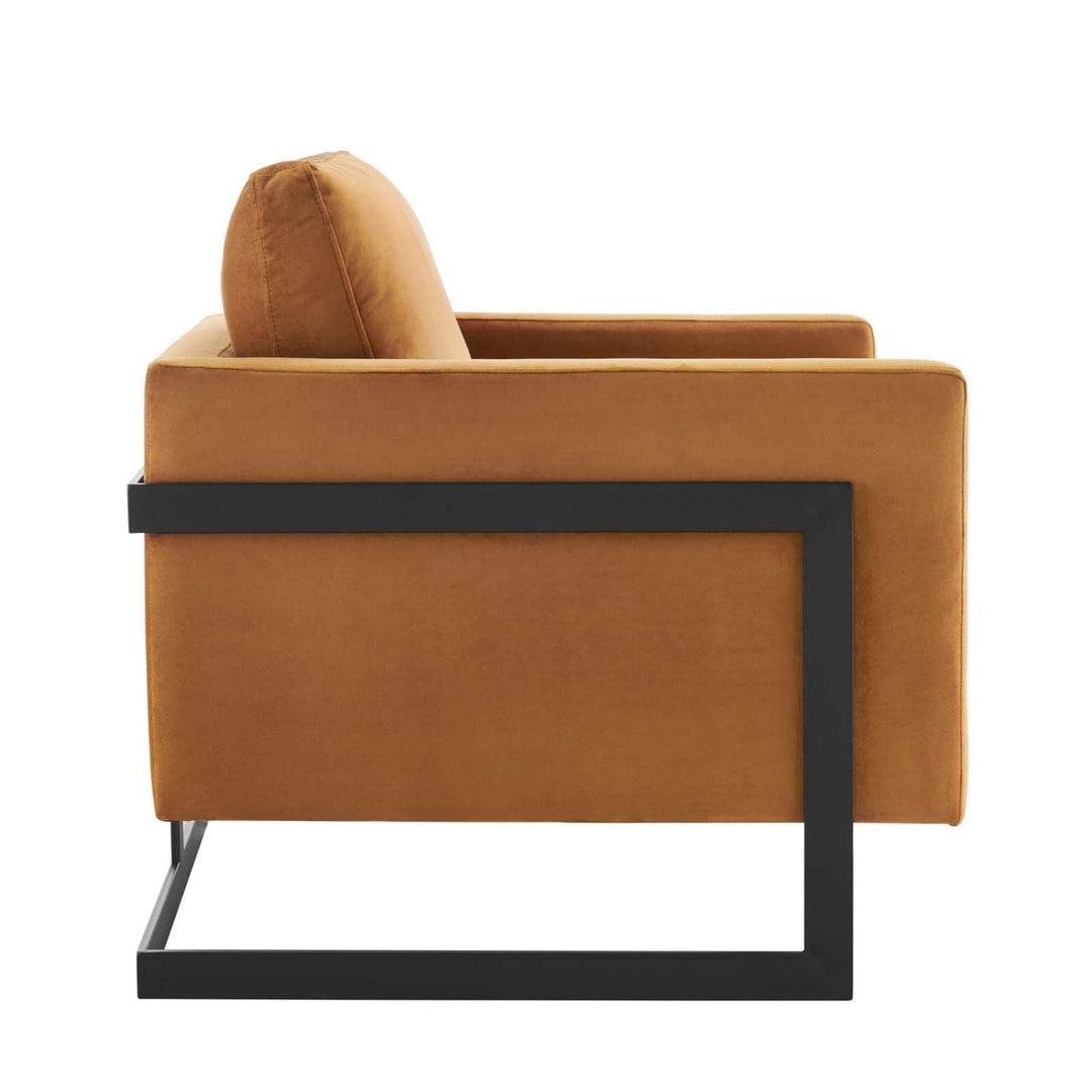 Posse Performance Velvet Accent Chair in Black Cognac