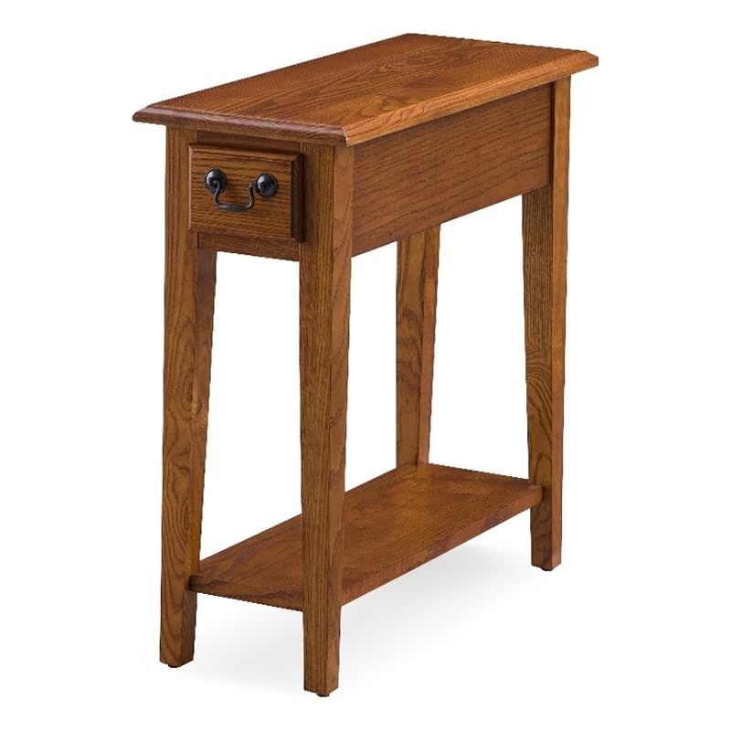 BOWERY HILL Charsde Narrow End Table wth One Drawer and Hand Appled Fnsh Oak