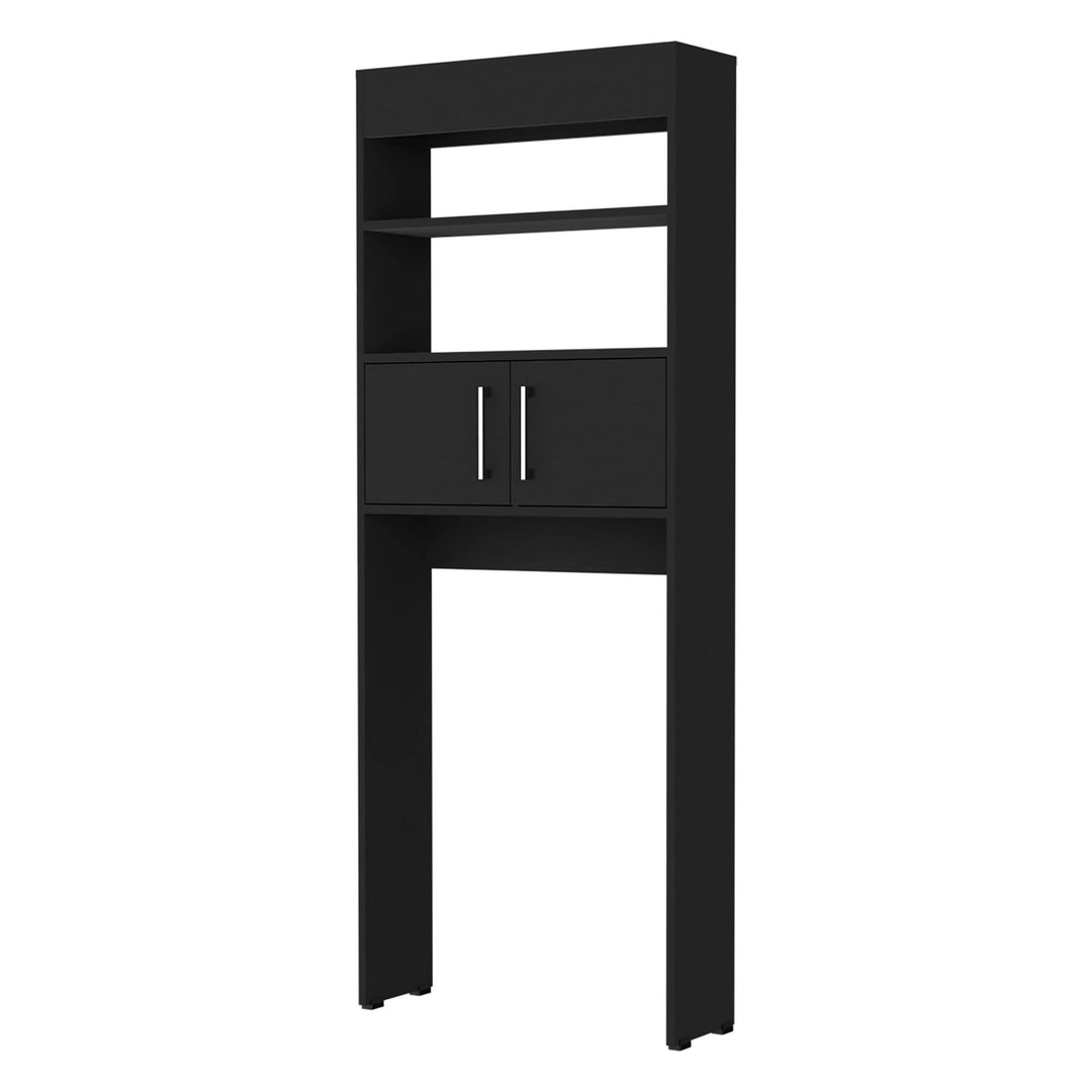 Over The Toilet Cabinet with 2 Shelves2 Doors Black Modern Contemporary Wood