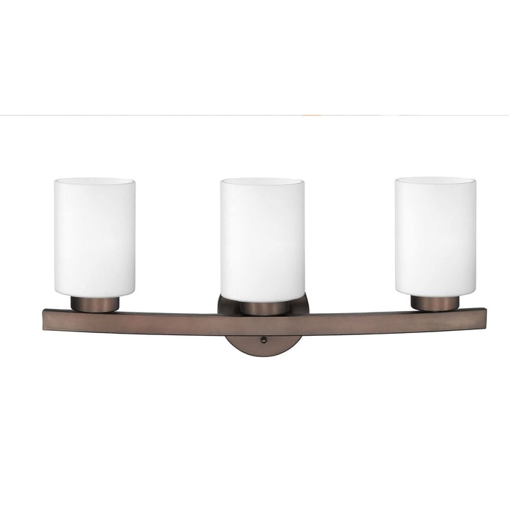 Favorite 3-light Bronze Bath Vanity with Frosted Glass Shades Brown Modern