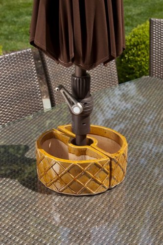 Alfresco Home 38-8450 Trellis Umbrella Planter Terra Gold