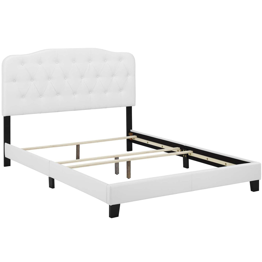 Modway Amelia Twin Modern Style Faux Leather Bed in White Finish