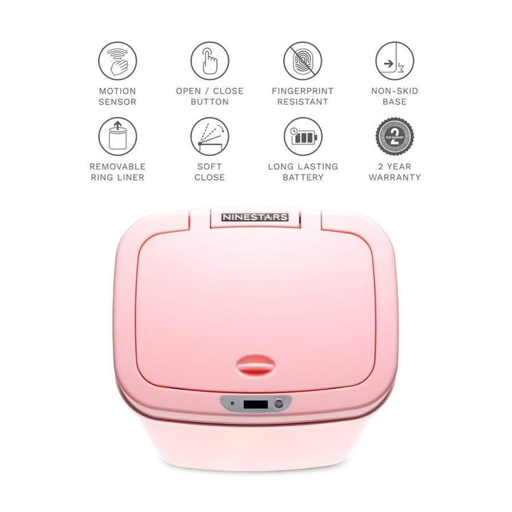 Motion Sensor Pink 3.2-gal Trash an Rectangle Plastic Fingerprint Proof Quiet