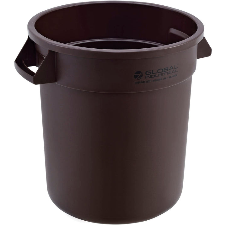 Global Industrial Plastic Trash Can 10 Gallon Brown