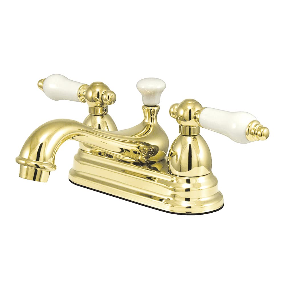 Kingston Brass KS3602PL Restoration 4-Inch Centerset Lavatory Faucet with Polished Brass