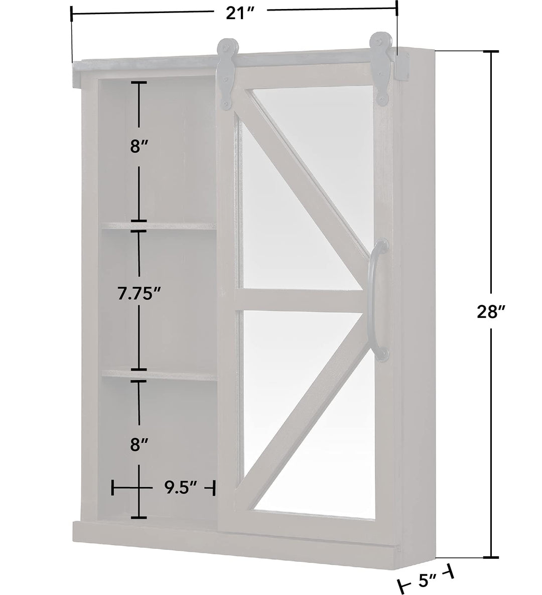 FirsTime & Co. Winona Barn Door Mirrored Cabinet Storage with Shelves