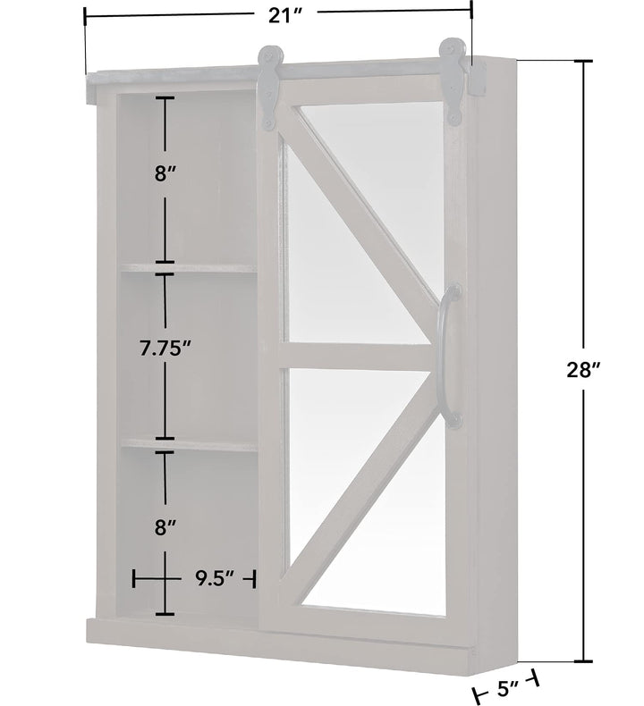 FirsTime & Co. Winona Barn Door Mirrored Cabinet Storage with Shelves