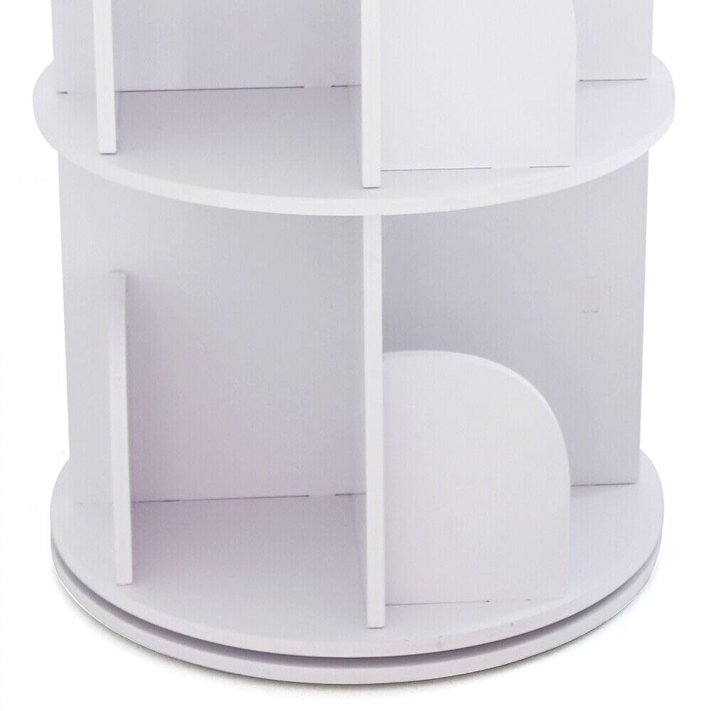 Rotating Bookshelf Display 2 Shelf Bookcase White Novelty Wood Painted Handmade