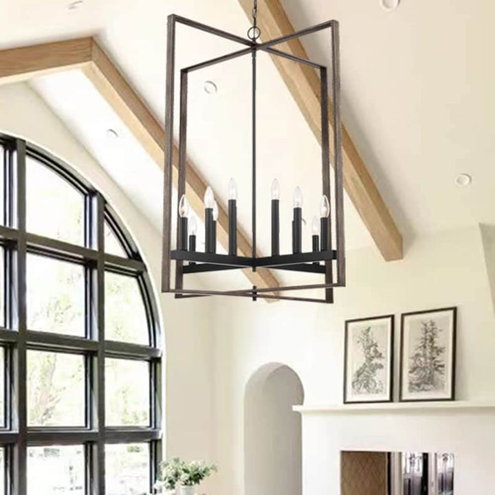 12 Light 31 Inch Modern Farmhouse Rustic Chandelier-ul Certified Brown Steel