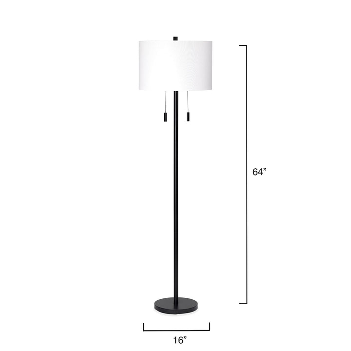 2-Light Metal Floor Lamp Black 64 Transitional - Diamond Home USA