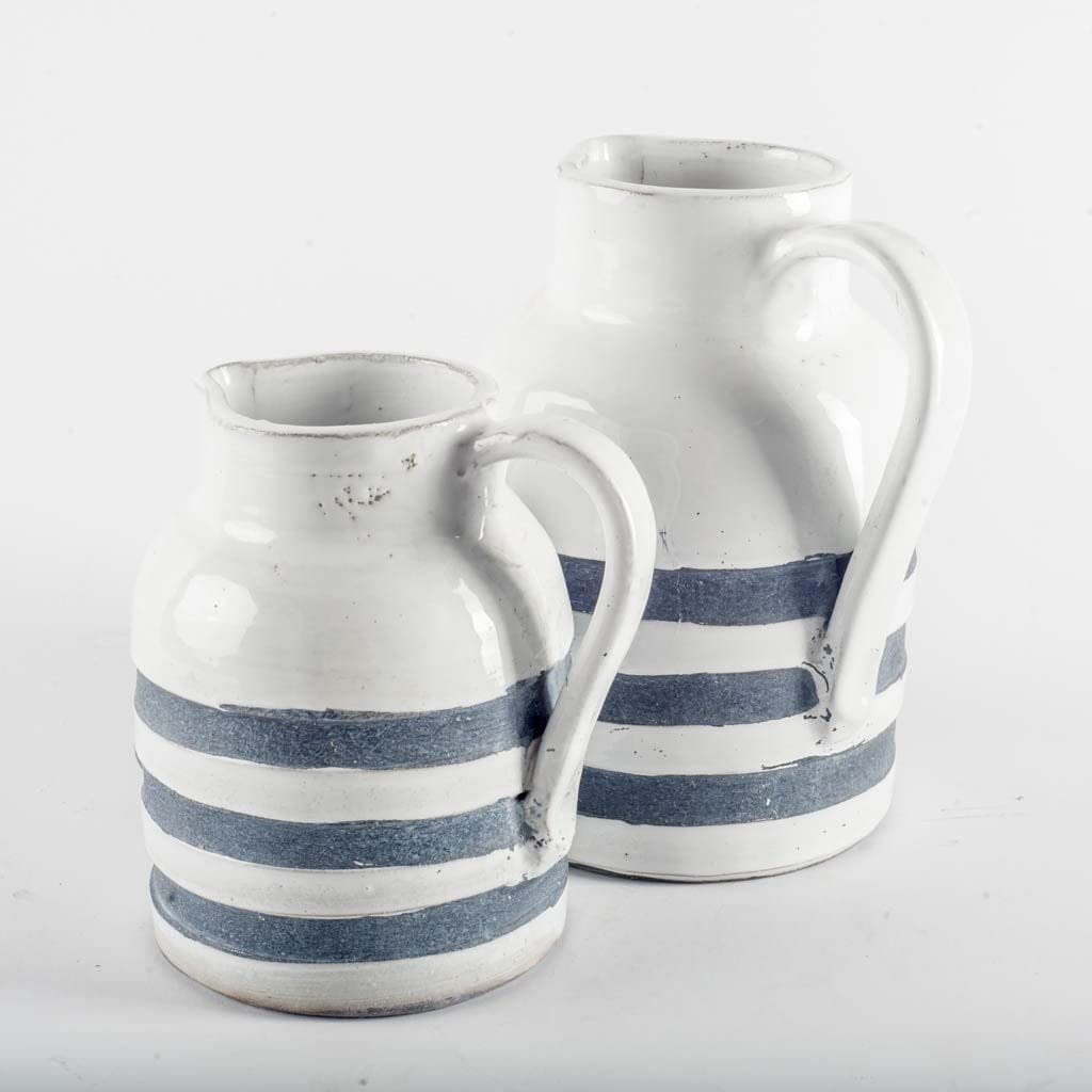 White Blue Ceramic Jug (Large) Farmhouse