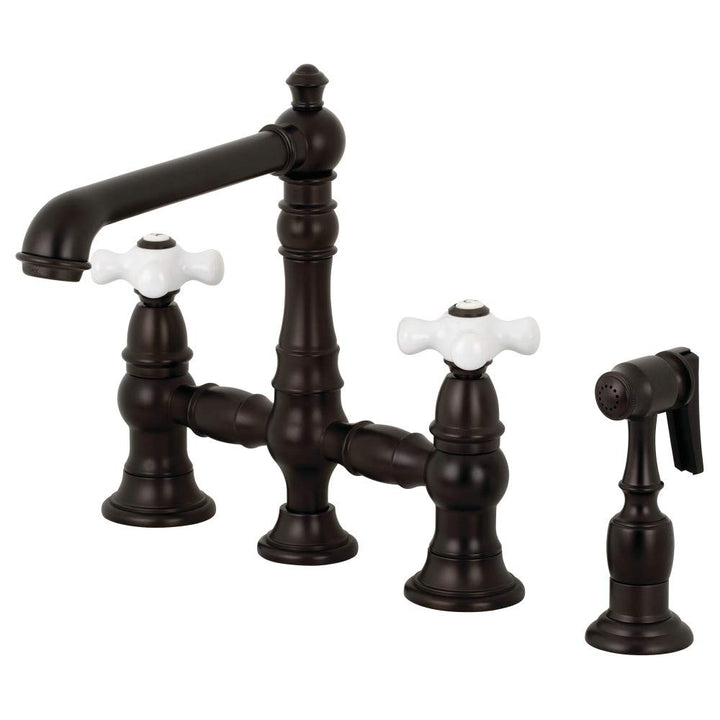 Kingston Brass KS7275PXBS English Country Bridge Kitchen Faucet Oil Rubbed Oil Rubbed Bronze