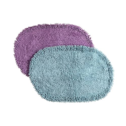 Oval Chenille haggy Bath Mat (18 X 30) (Asstd) et of 2 Off/White Cotton ame