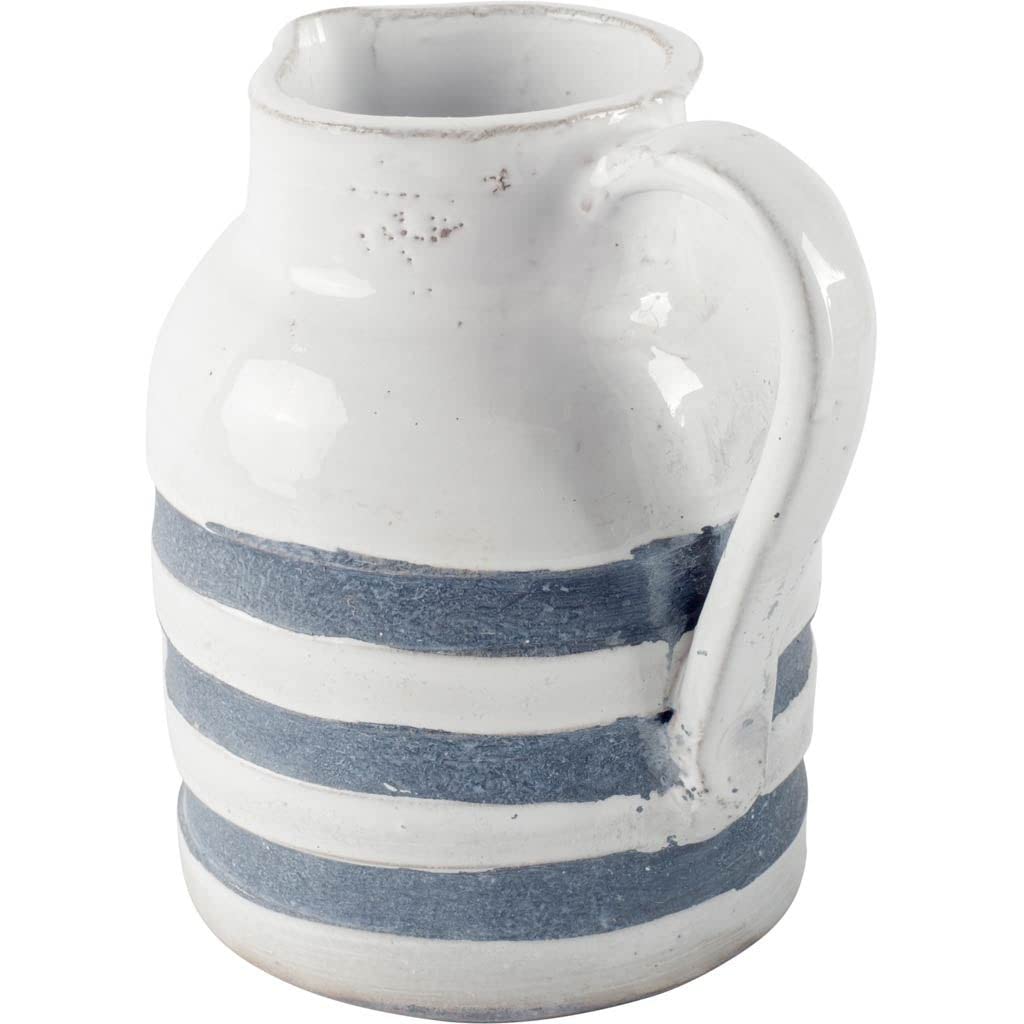 White Blue Ceramic Jug (Large) Farmhouse