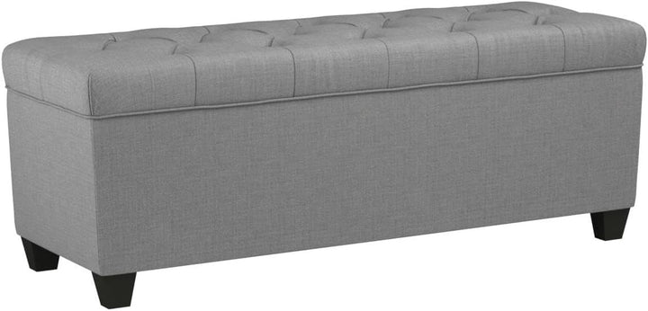 The Sole Secret Diamond Tufted Shoe Ottoman Storage Bench for Bedroom or Grey Large