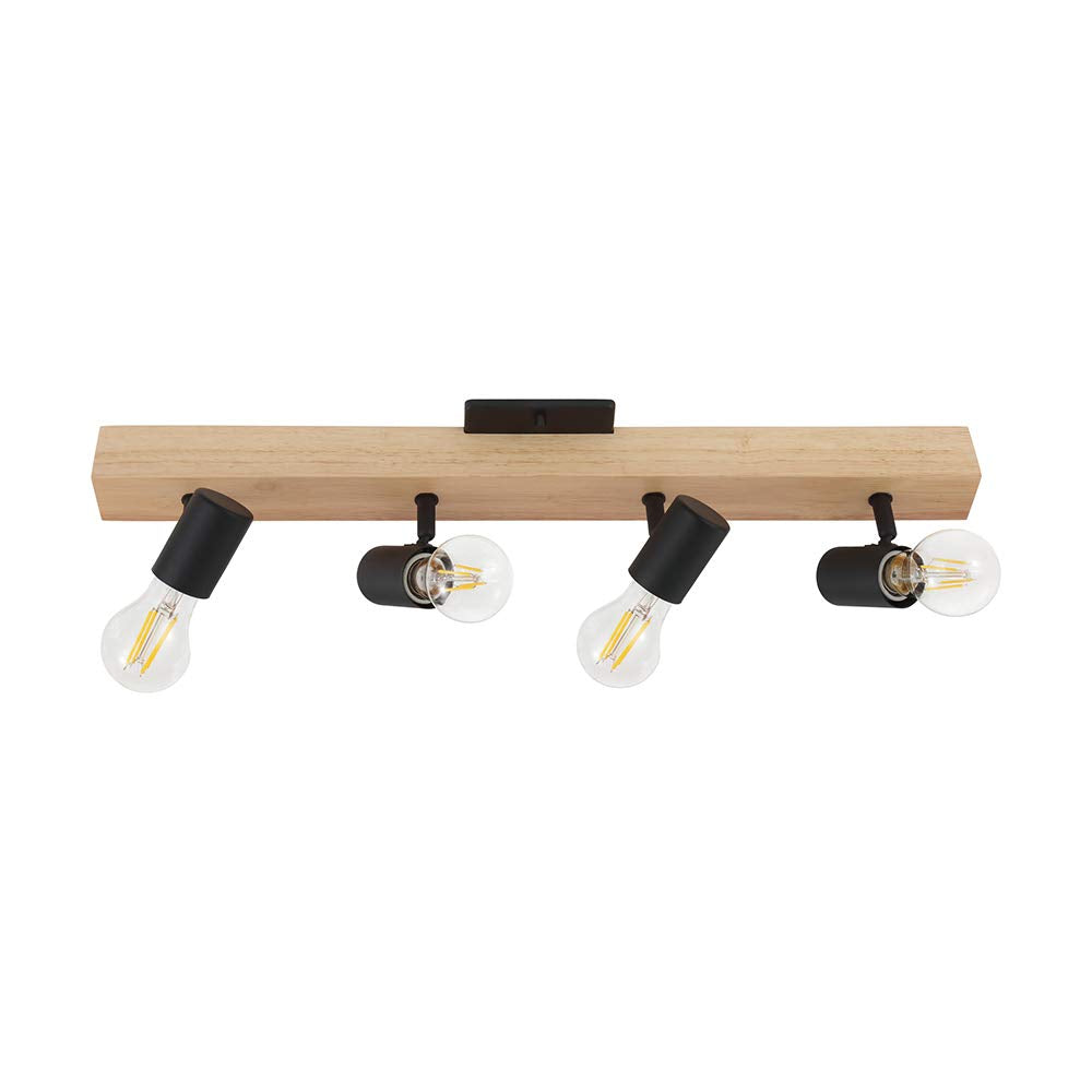 EGLO 98114A Kingswood Track Lighting Wood and Black Finish 5.40x2.00x24.80