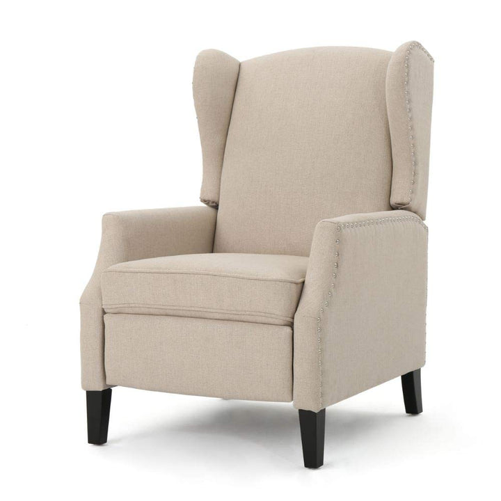 GDFStudio Traditional Wingback Fabric Recliner Chair (Wheat)