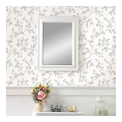 White Bird Trail Wallpaper 20.5 X Floral Modern Contemporary Wildlife Washable