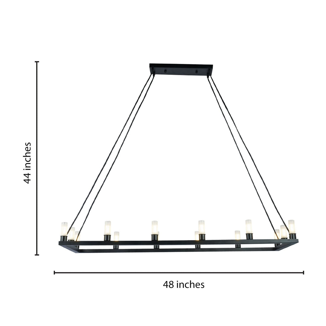 Black 14-light Linear Frame 47-inch Chandelier Industrial Mid-century Modern