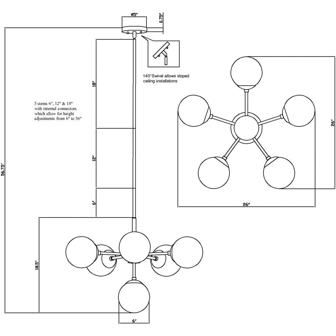 Farrell - 6 Light Chandelier in Transitional Style-18.5 hes Tall and 27.5