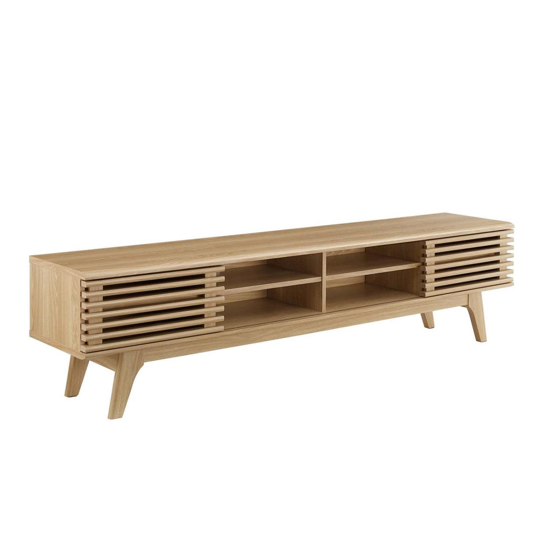 Modway Render Mid-Century Modern Low Profile 70 Inch Media Console TV Stand in Oak