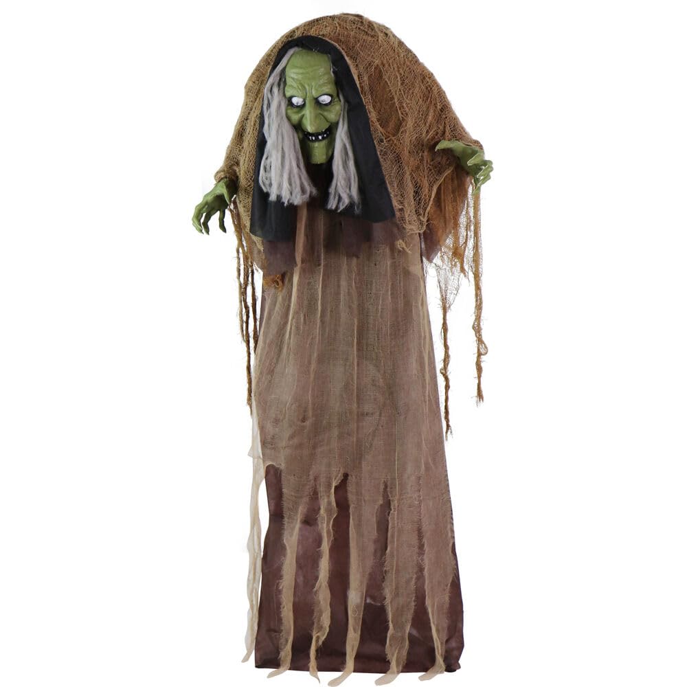 Haunted Hill Farm Talking Hunchback Witch Halloween Animatronic with Movement