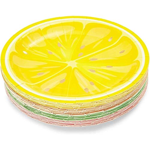 48 Summer Citrus Paper Dinner Plates Birthday Party Baby Shower 9in 9" X - Diamond Home USA