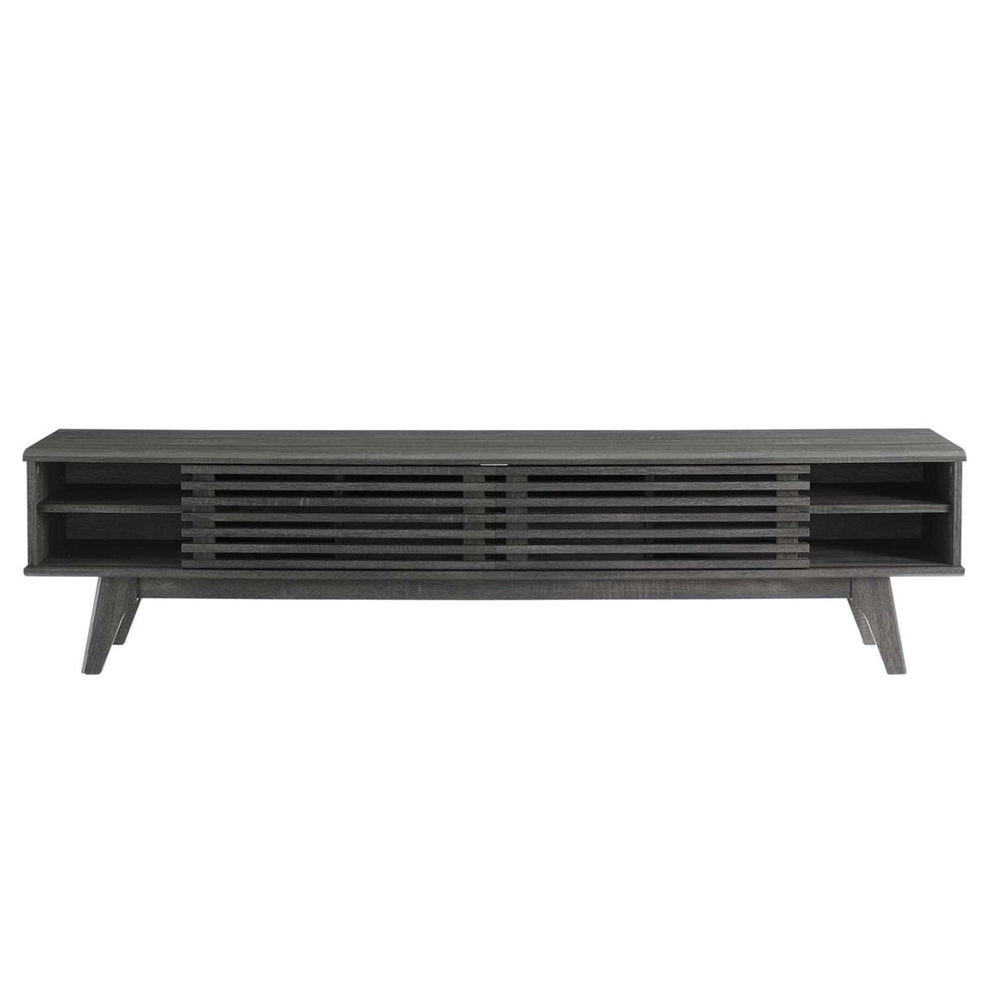 Modway Render Mid-Century Modern Low Profile 70 Inch TV Stand in Charcoal 70"