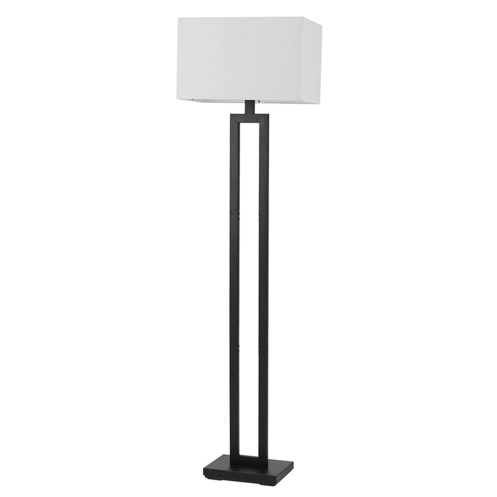 58" Matte Black Floor Lamp with White Linen Shade Modern Contemporary