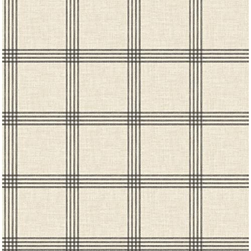 Black Plaid Wallpaper 20.5in X Farmhouse Paper Washable