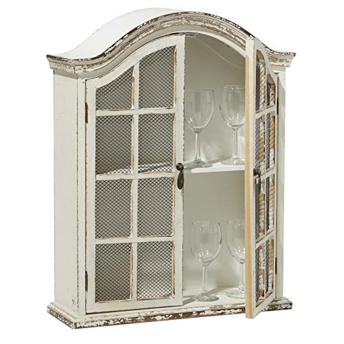 Farmhouse 28-in. 2-Door White Arched Wall Cabinet Specialty Wood Distressed