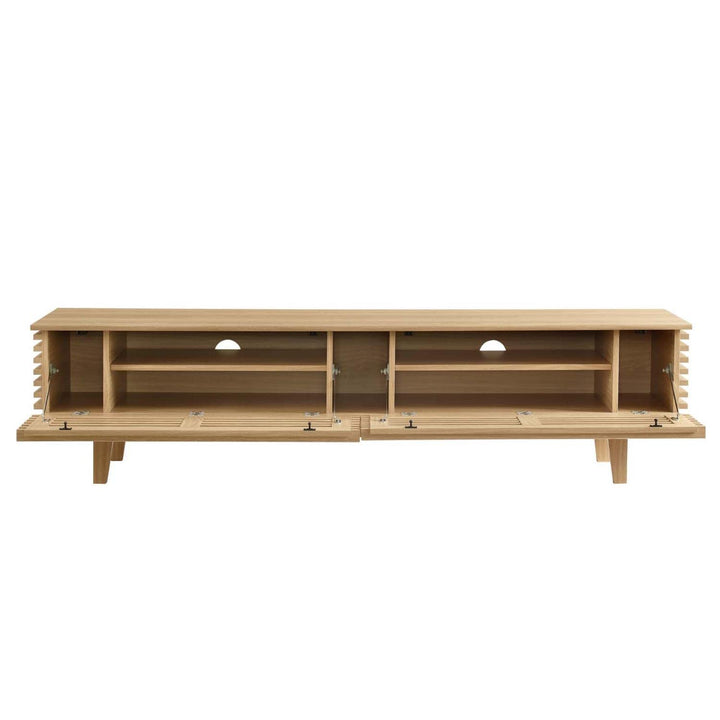 Modway Render Mid-Century Modern Low Profile 71 Inch TV Stand in Oak 71"