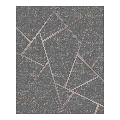 Quartz Copper Fractal Wallpaper 20.5 X Grey Geometric Vinyl Washable