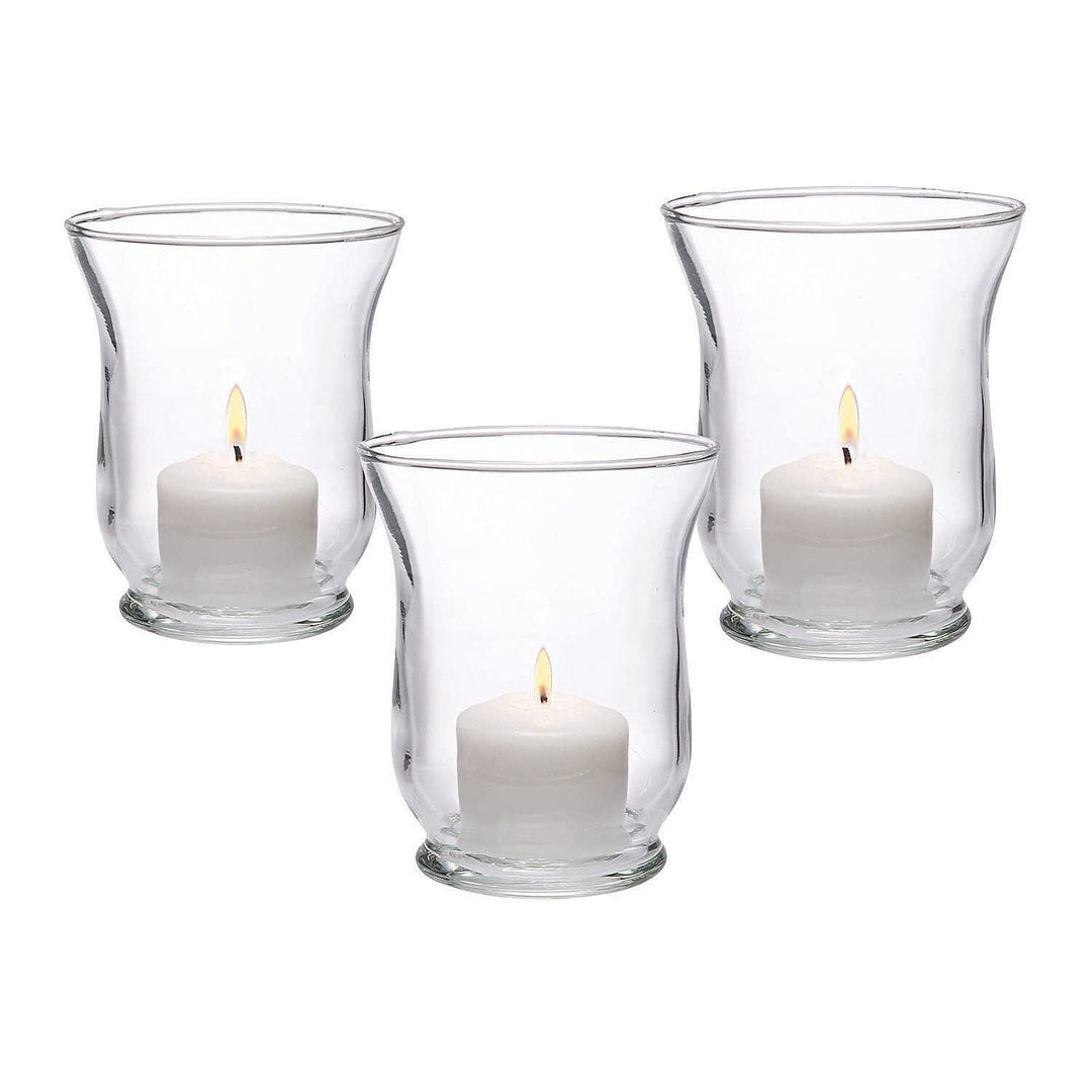 Small Clear Hurricane Candle Holders Home 12 Pieces Glass