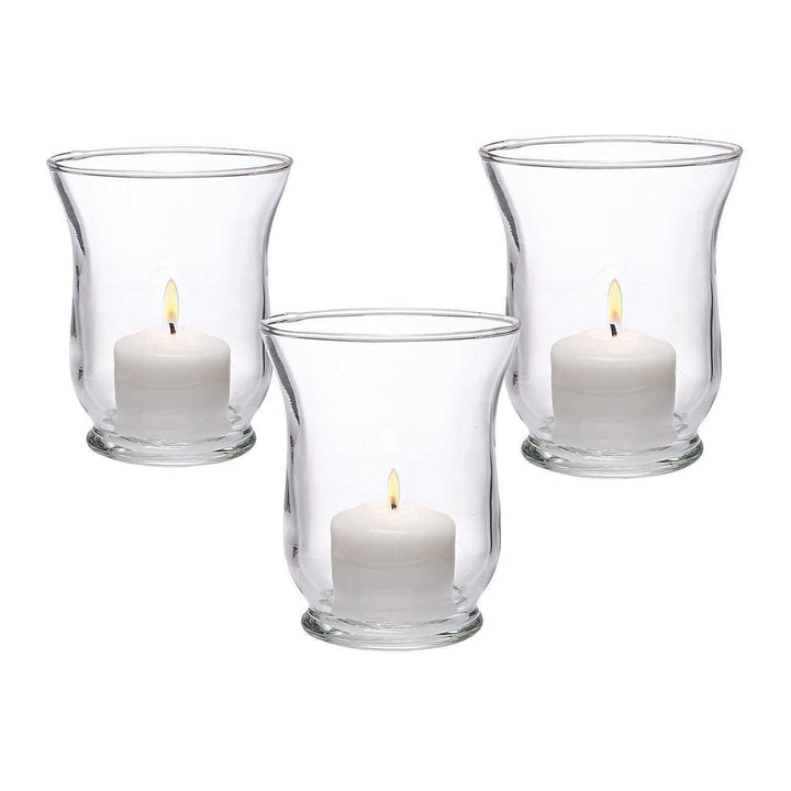 Small Clear Hurricane Candle Holders Home 12 Pieces Glass