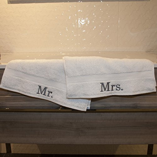 Authentic Hotel and Spa Embroidered 'Mr.' and 'Mrs.' Turkish Cotton Hand Towel