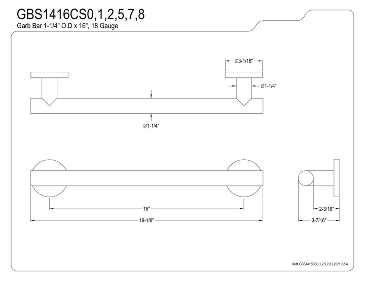 Kingston Brass Berwyn x 1-1/4 Inch O.D Grab Bar Polished Stainless