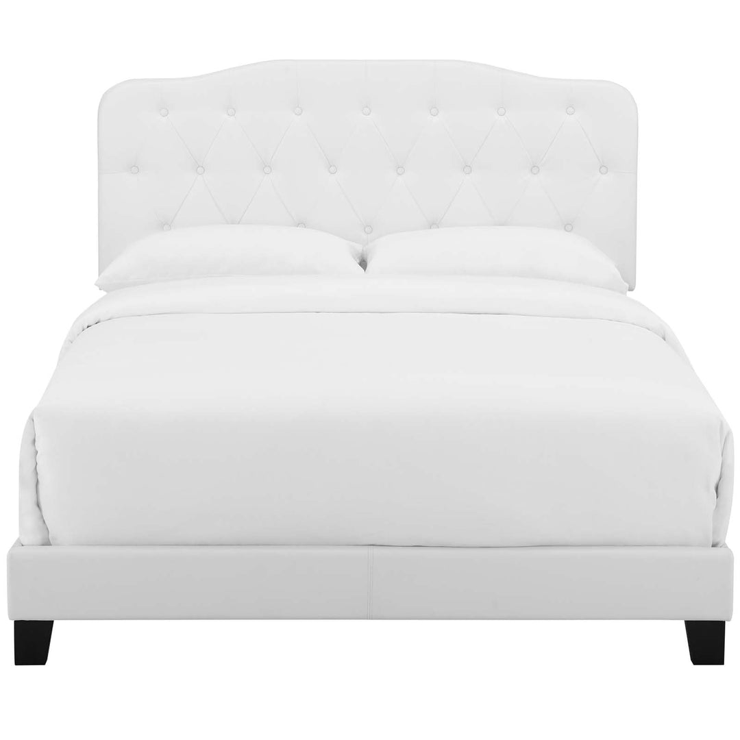 Modway Amelia Twin Modern Style Faux Leather Bed in White Finish