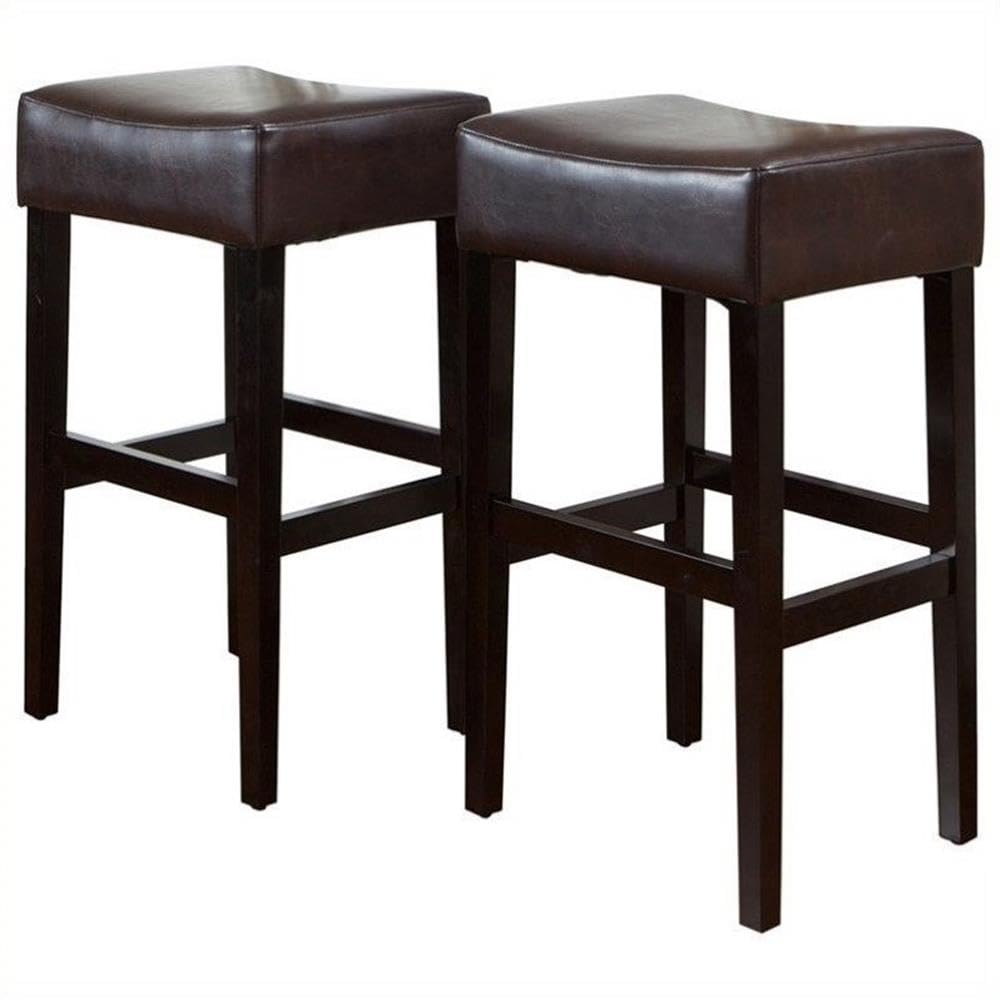 Noble House 30" Rodriguez Backless Bar Stools in Brown (Set of 2)