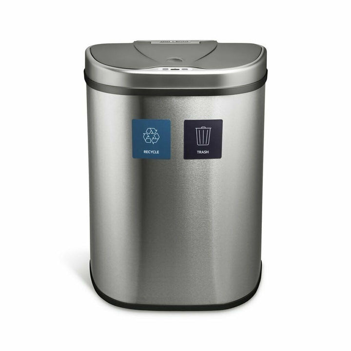 Motion Sensor 18-gal Stainless Steel Dual Unit Trash Can Multi Color Silver