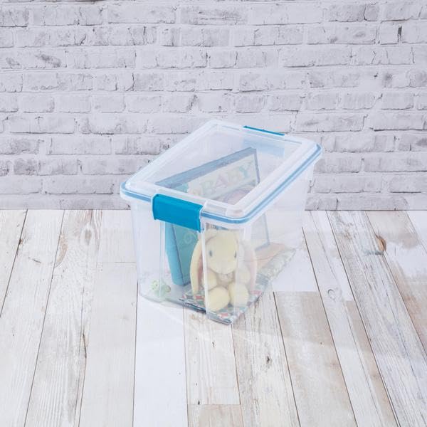 Sterilite 20 Qt Gasket Box Stackable Storage Bin with Latching Lid and Tight