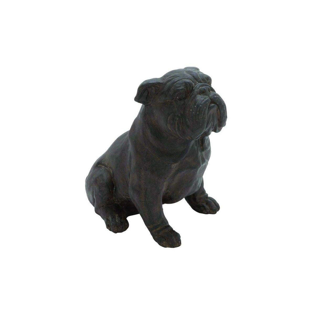 Brown Bronze Bulldog Statue Sitting Dog Sculpture Puppy Art Decor Artistic Brown - 10 x 11