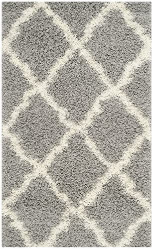 SAFAVIEH Dallas Shag Collection Accent Rug - 4' x 6' Grey & Ivory Trellis Design