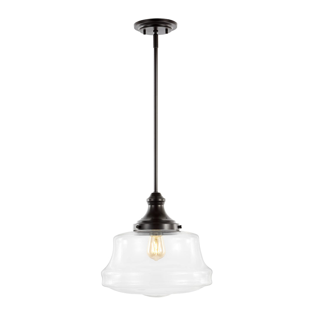 JONATHAN Y JYL7585A Schoolhouse 14" 1-Light Bohemian Farmhouse Iron/Glass LED